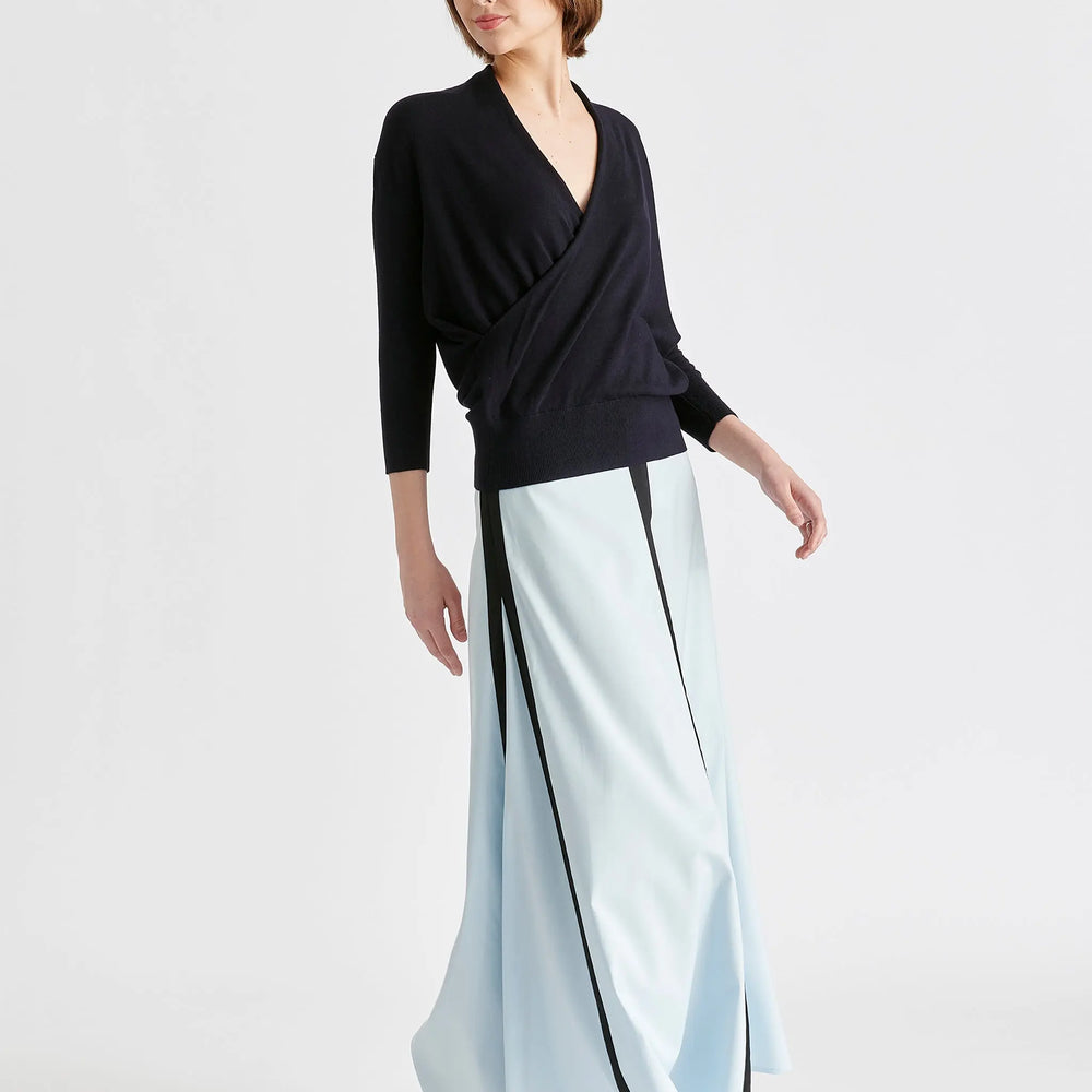 Cropped Sleeve Knit Wrap Top Paisie