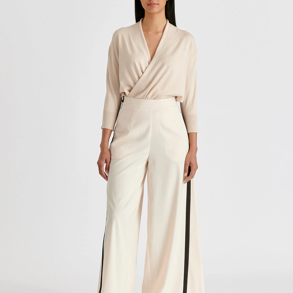 Cropped Sleeve Knit Wrap Top Paisie