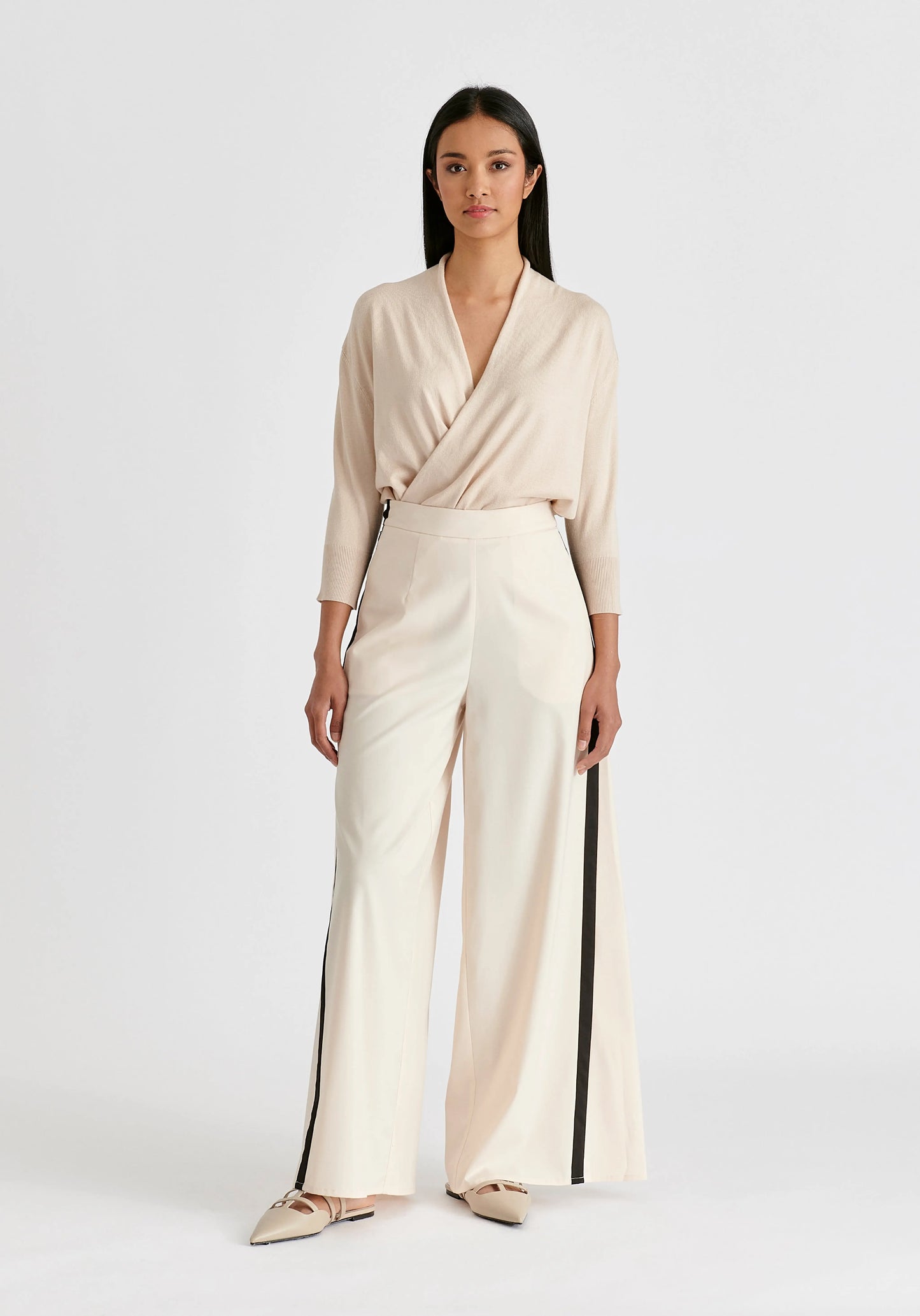Cropped Sleeve Knit Wrap Top Paisie