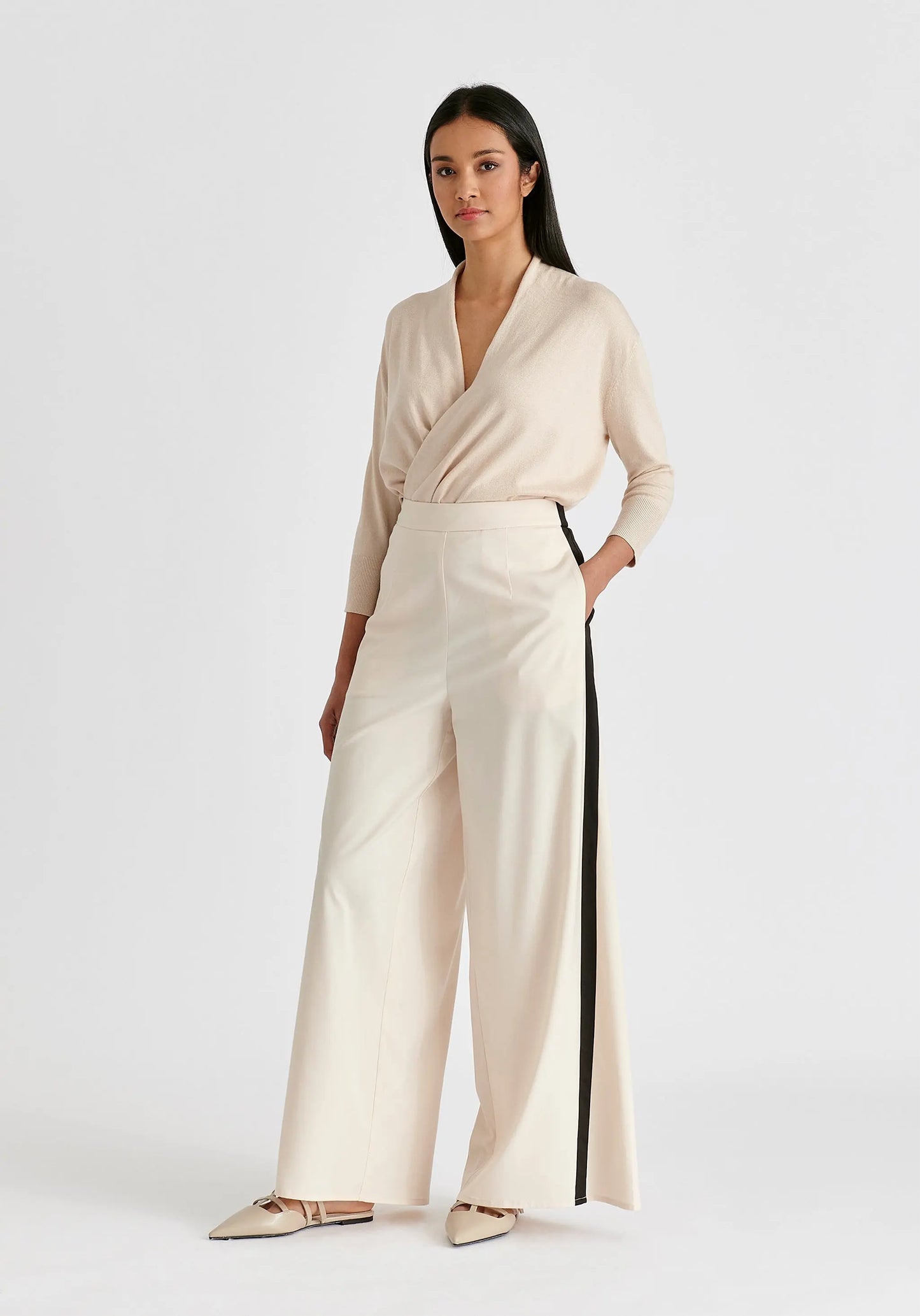 Cropped Sleeve Knit Wrap Top Paisie