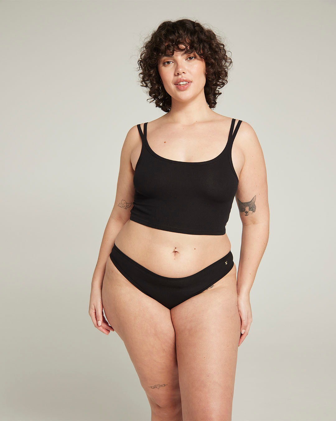 The Organic Cotton Cropped Vest 2 Pack - Black & White Nudea