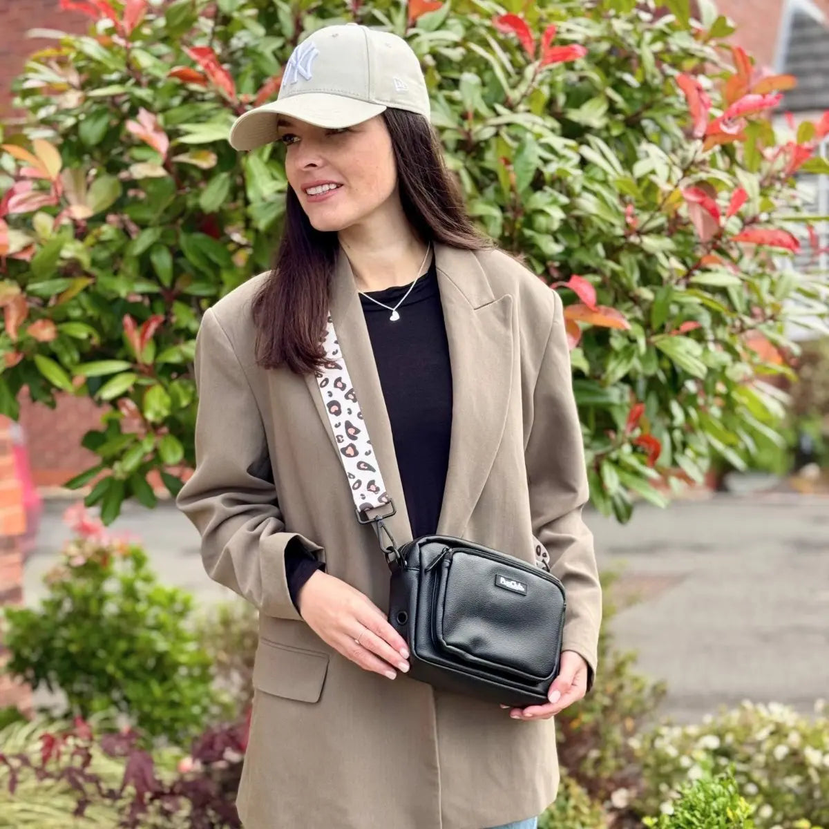 Crossbody Dog Walking Bag - Vegan Leather Black PupClub Couture