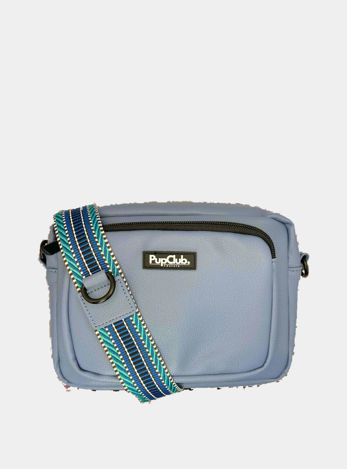 Crossbody Dog Walking Bag - Vegan Leather Slate Blue PupClub Couture
