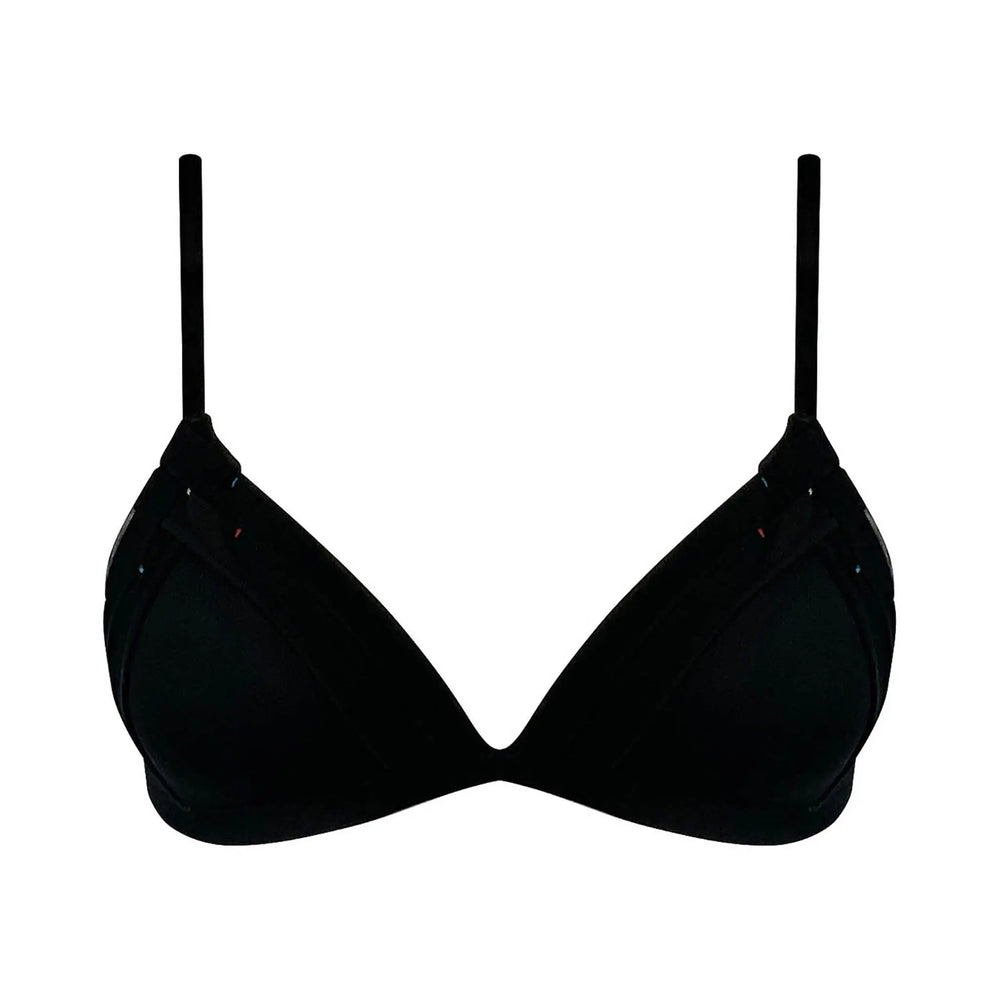Crossing Lines Mesh T-Shirt Push-up Wireless Triangle BlackBra NOKAYA