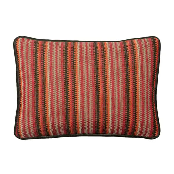 Cuchillas Multi, Sustainable Feather, Cushion, Red Cotton Blend Geometric & Stripe Andrew Martin