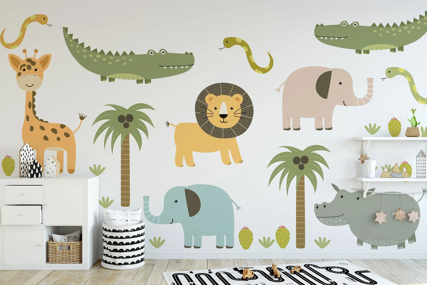Cute Safari Animals Wall Decal for Kids | Removable Peel and Stick Wall Decals | African Animals Wall Stickers ClickWalls