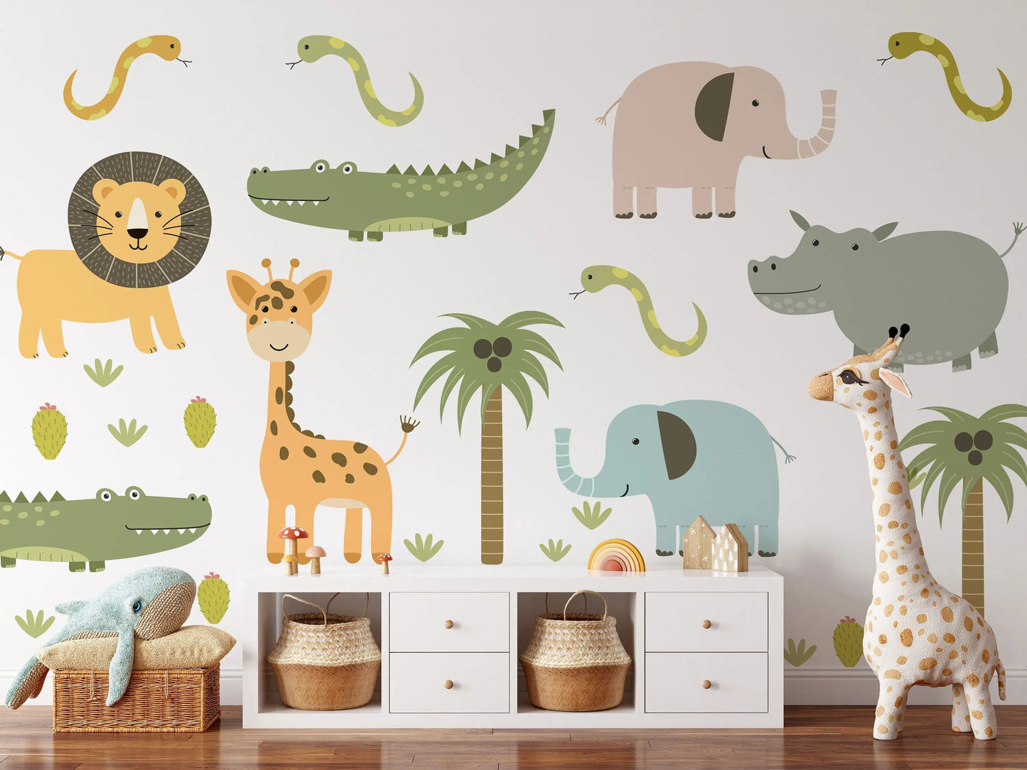 Cute Safari Animals Wall Decal for Kids | Removable Peel and Stick Wall Decals | African Animals Wall Stickers ClickWalls
