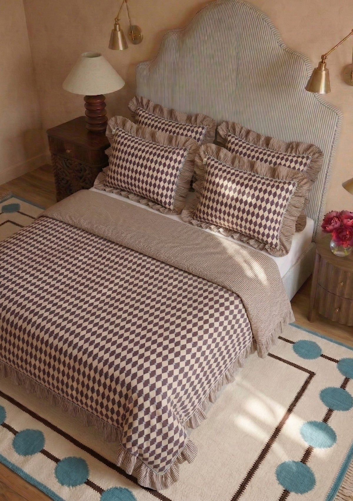 100% Cotton Bedding in Camel Harlequin - TBCo