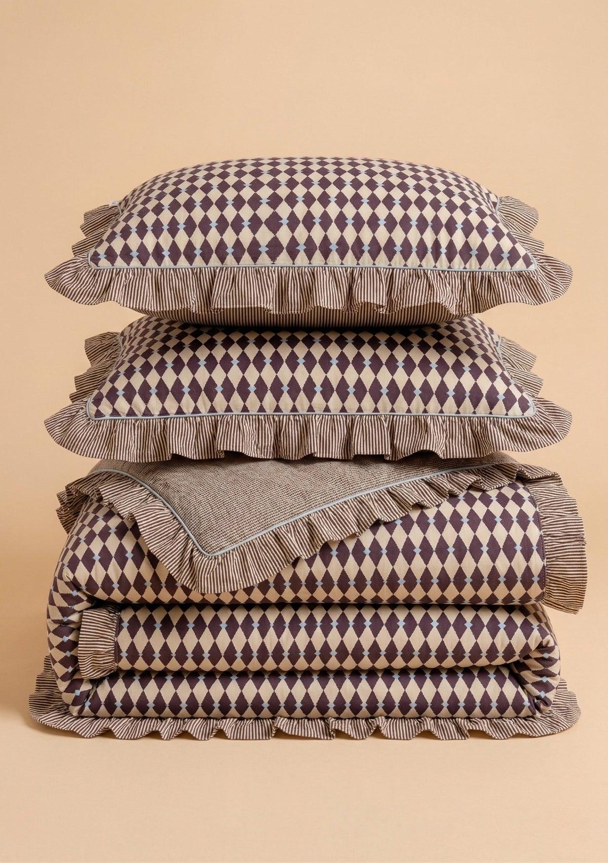 100% Cotton Bedding in Camel Harlequin - TBCo