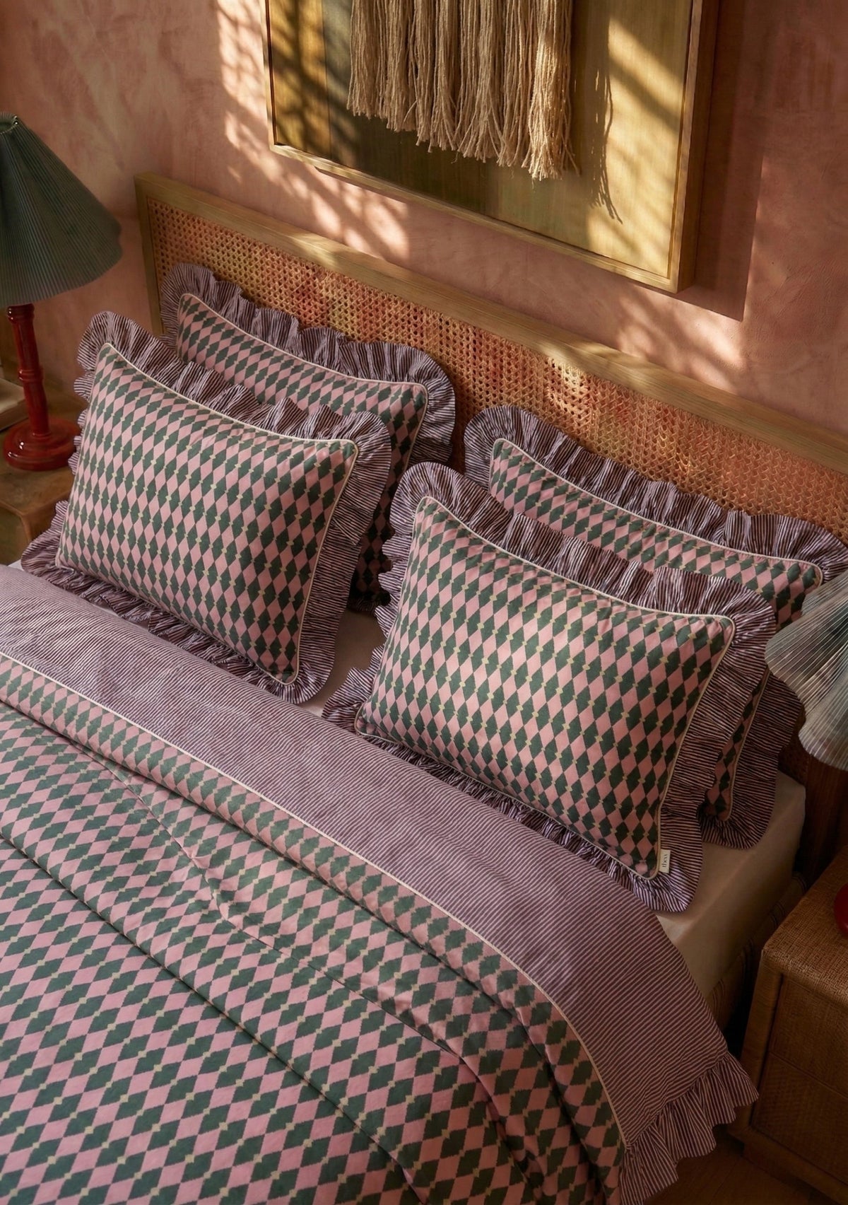 100% Cotton Bedding in Pink Harlequin - TBCo