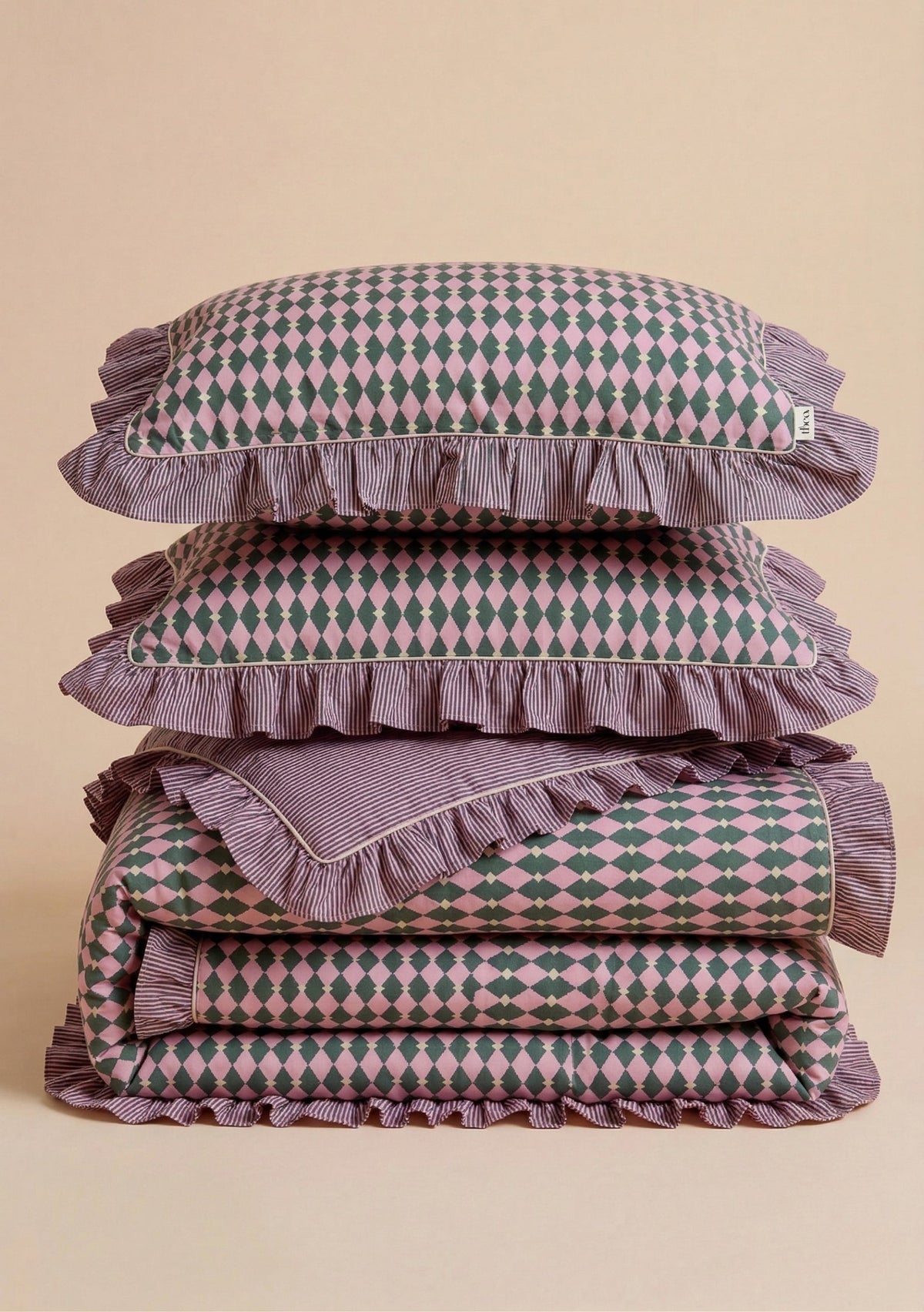 100% Cotton Bedding in Pink Harlequin - TBCo