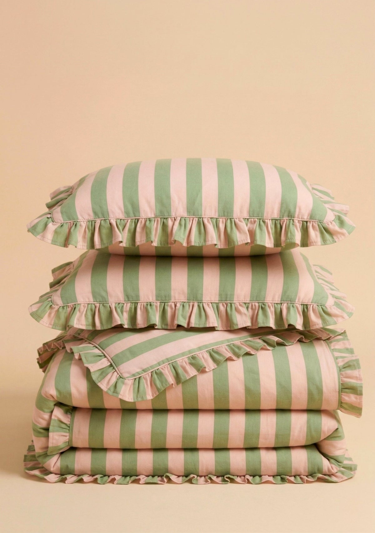 100% Cotton Bedding in Green Stripe - TBCo