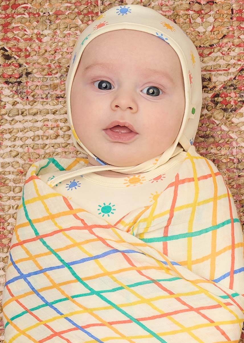 Ditto - Rainbow Check Large Muslin Swaddle Blanket The bonniemob