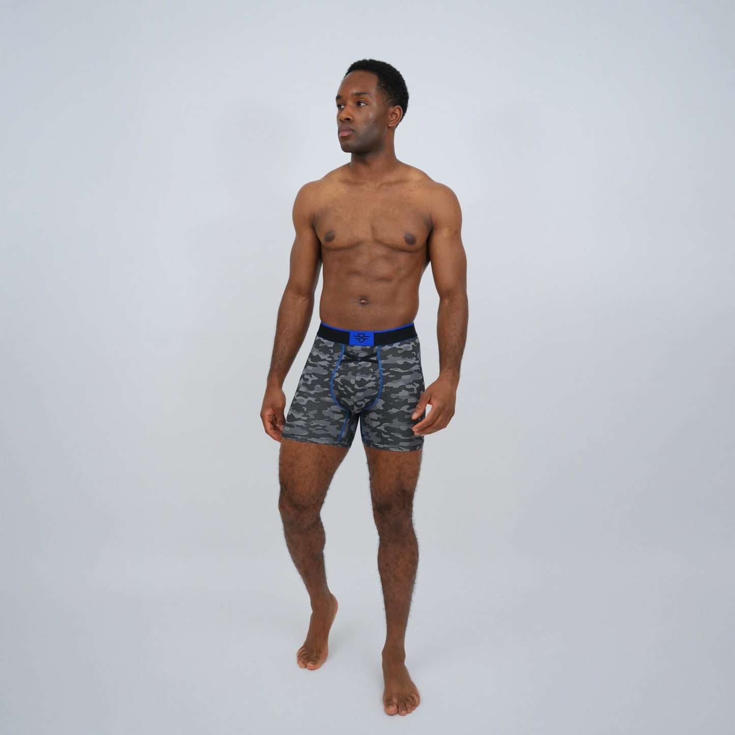 Aero Pro 7" Boxers - Camo / Royal Blue Crossfly