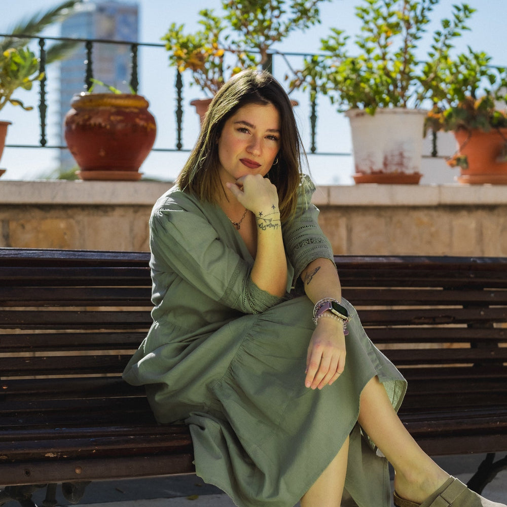 Ananya linen blend lace dress Naree Clothing