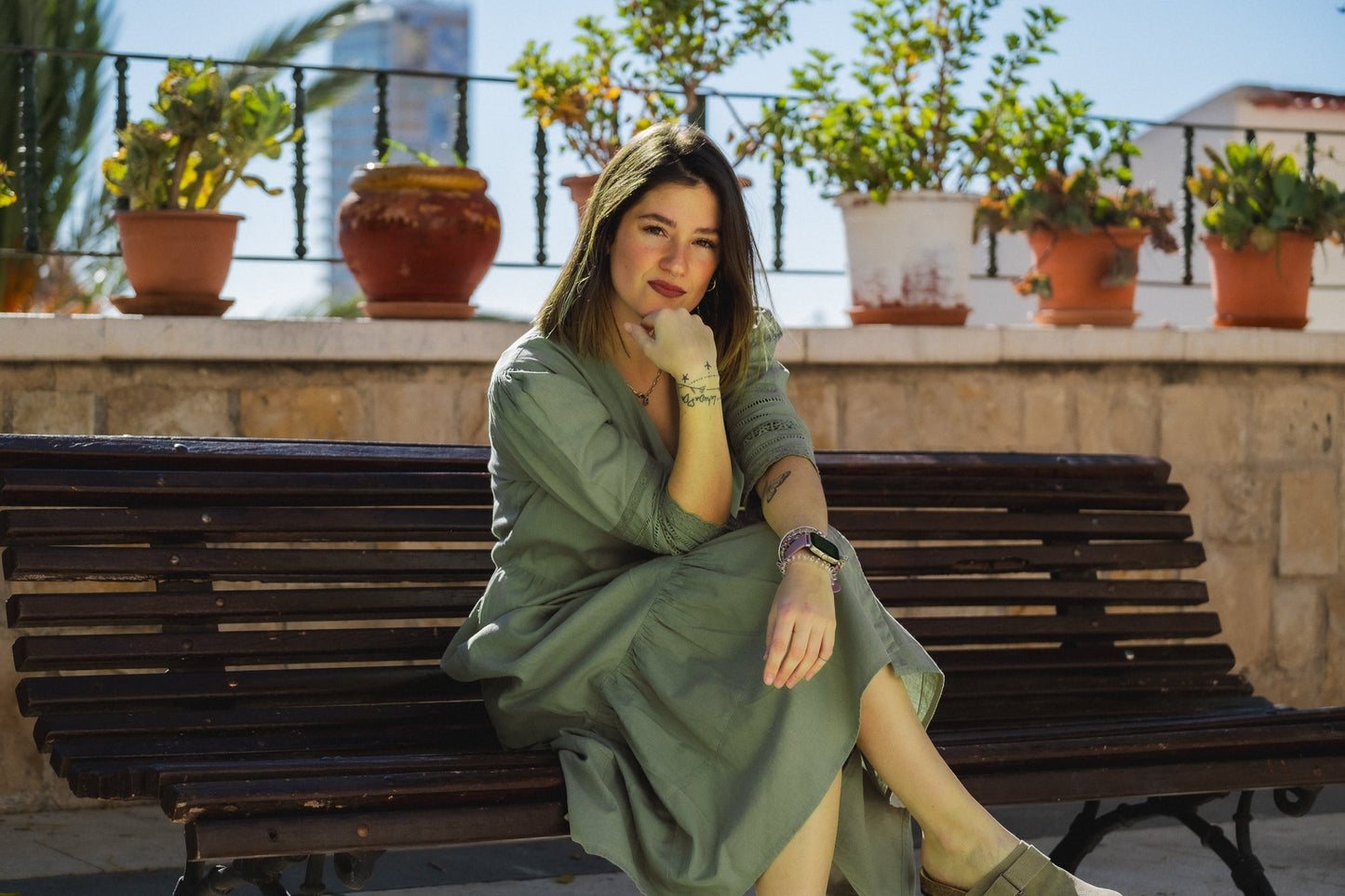 Ananya linen blend lace dress Naree Clothing