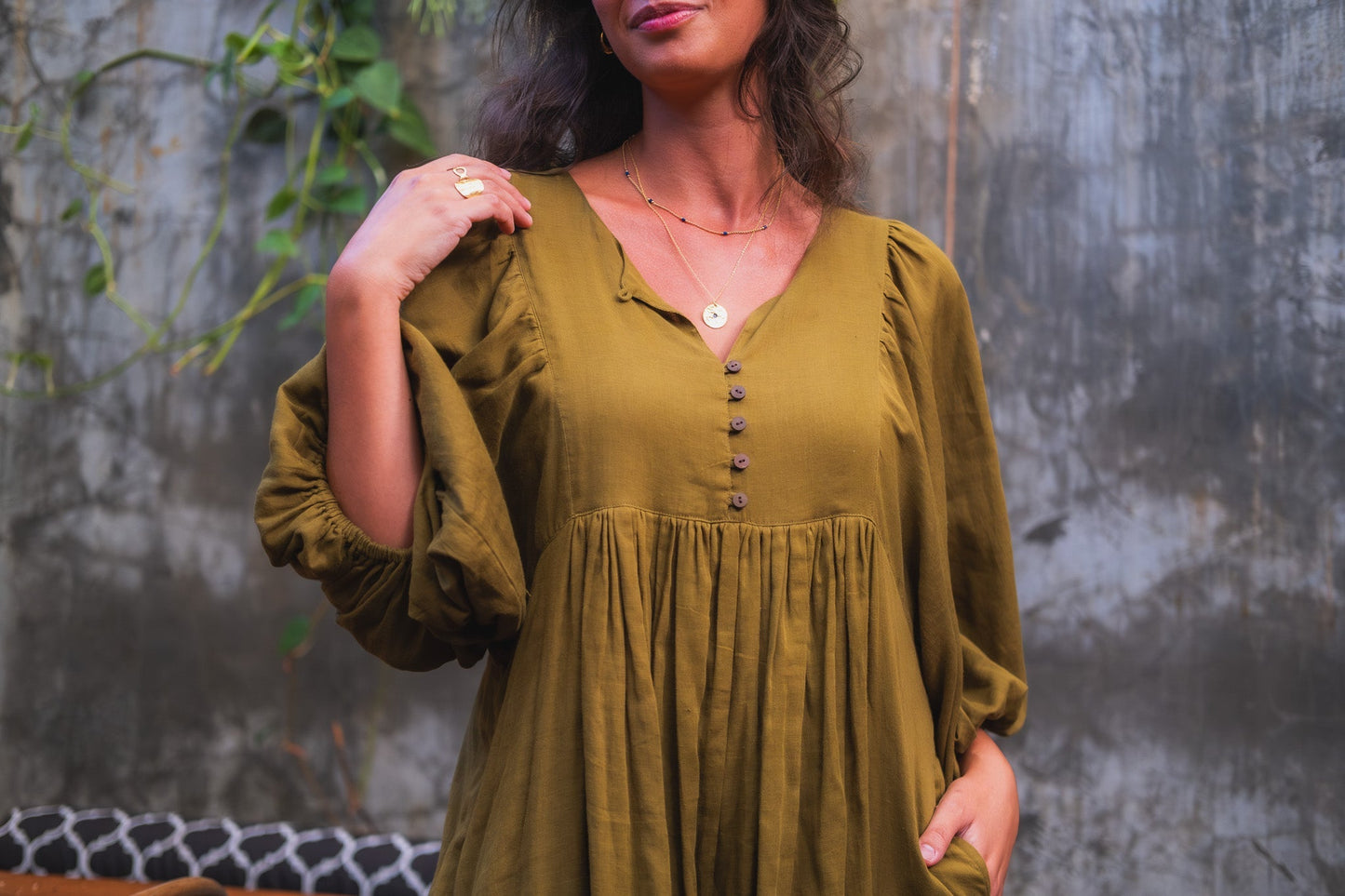 Shree Olive Green Midi Dress Naree Clothing