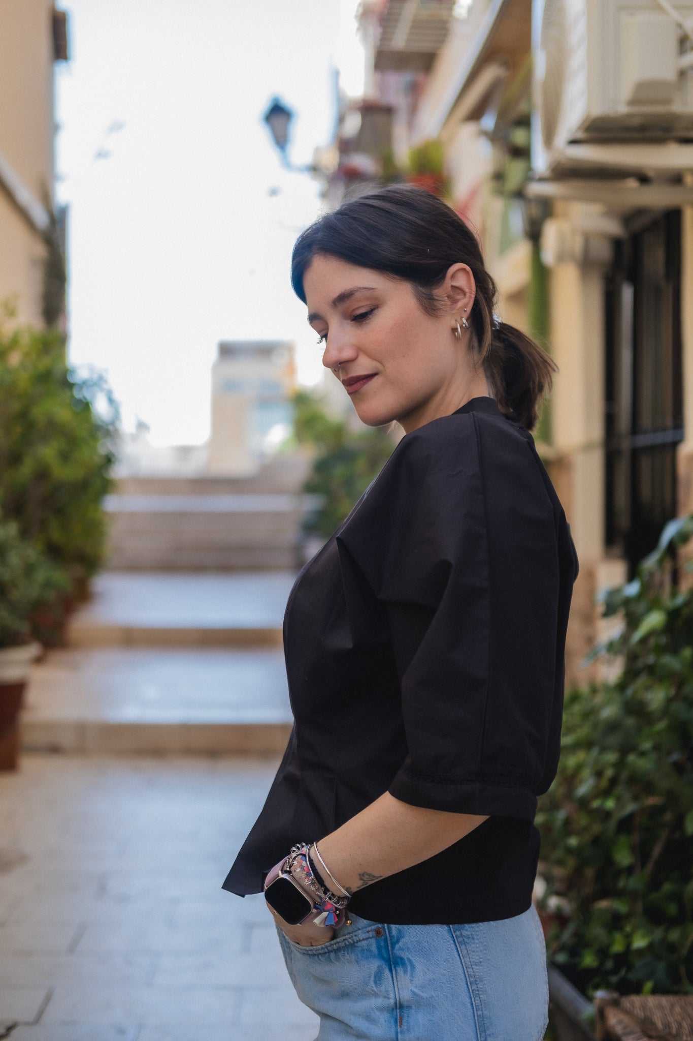 Black Pleated Top Naree Clothing