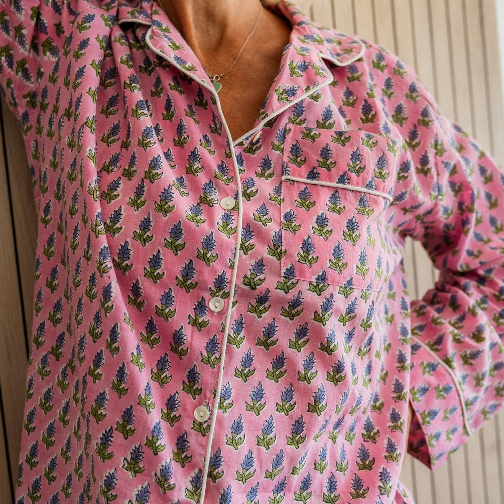 Sophie block print cotton pyjamas Naree Clothing