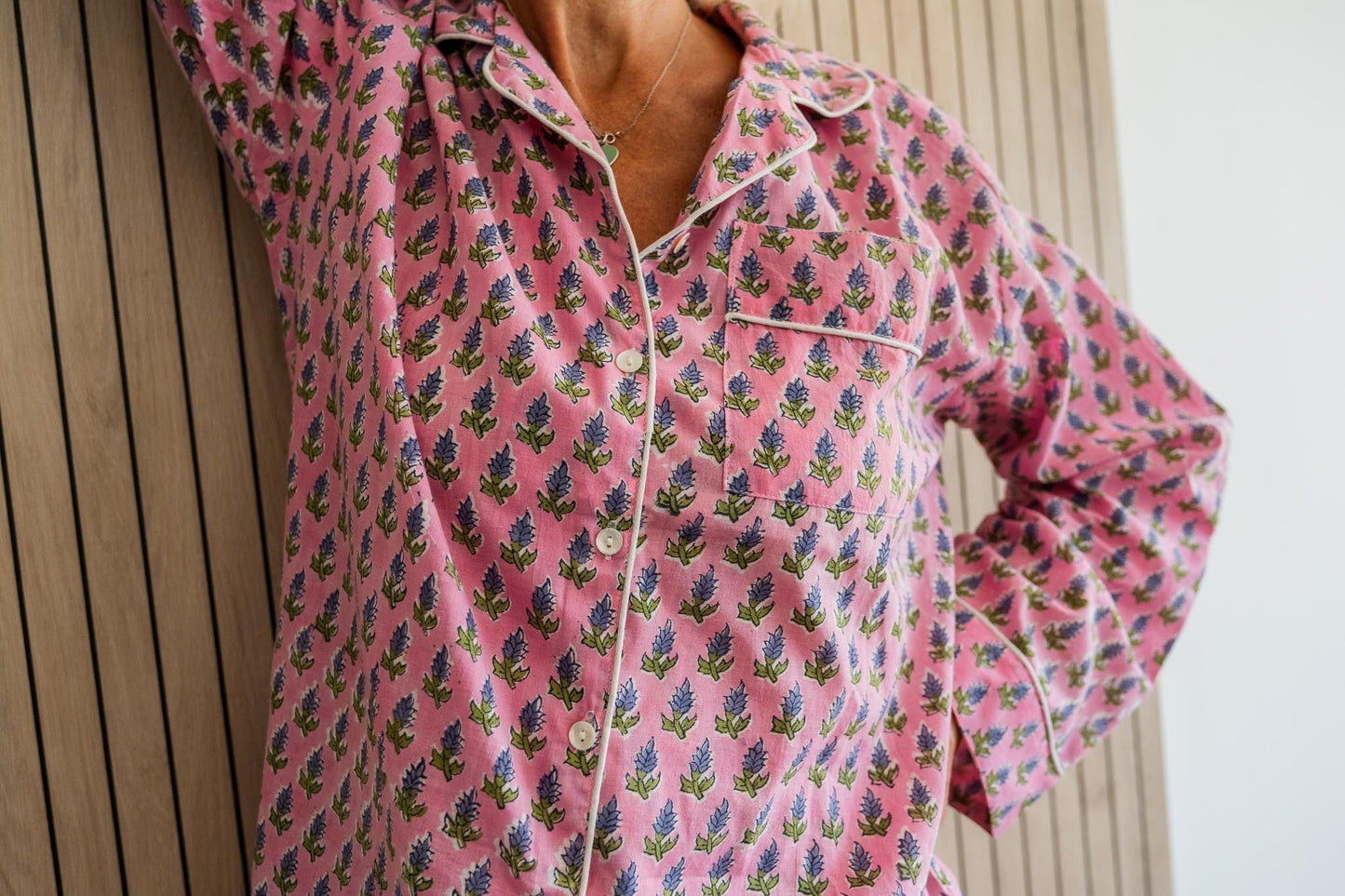 Sophie block print cotton pyjamas Naree Clothing
