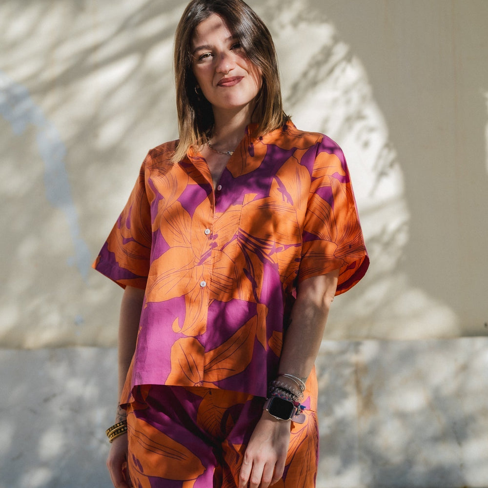 Ashna Bold Floral Print Cotton Pyjamas Naree Clothing