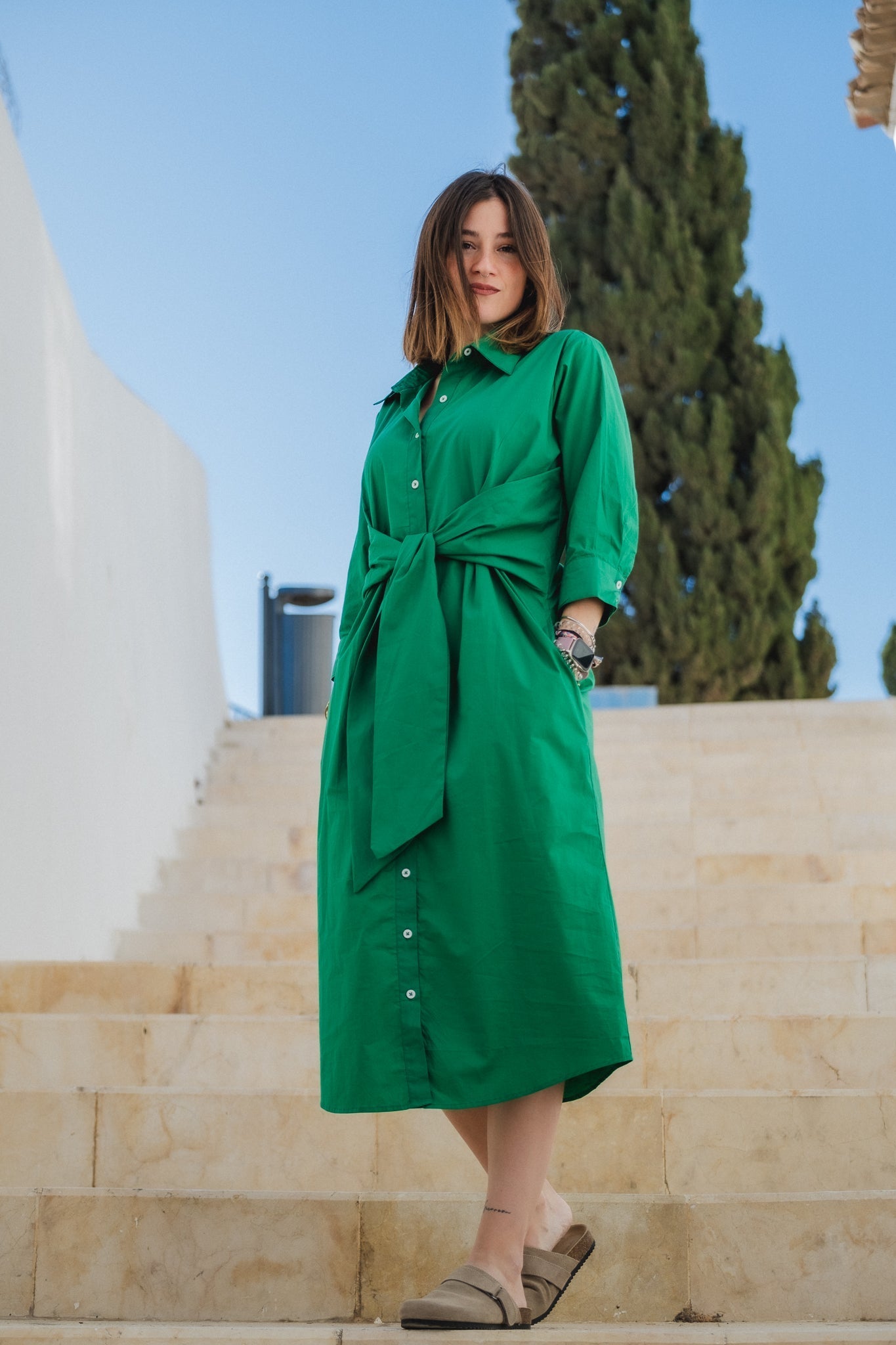 Jade Front Knot Dress Naree Clothing