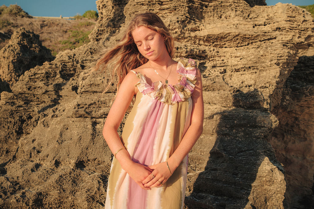 Meher Ruffle Neck Long Dress Naree Clothing