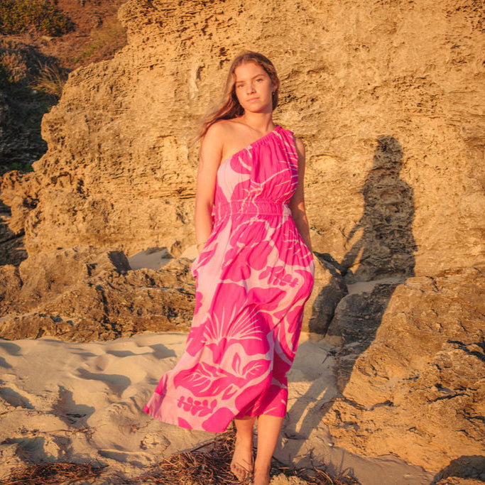 Nandi Off Shoulder Bold Floral Dress Naree Clothing