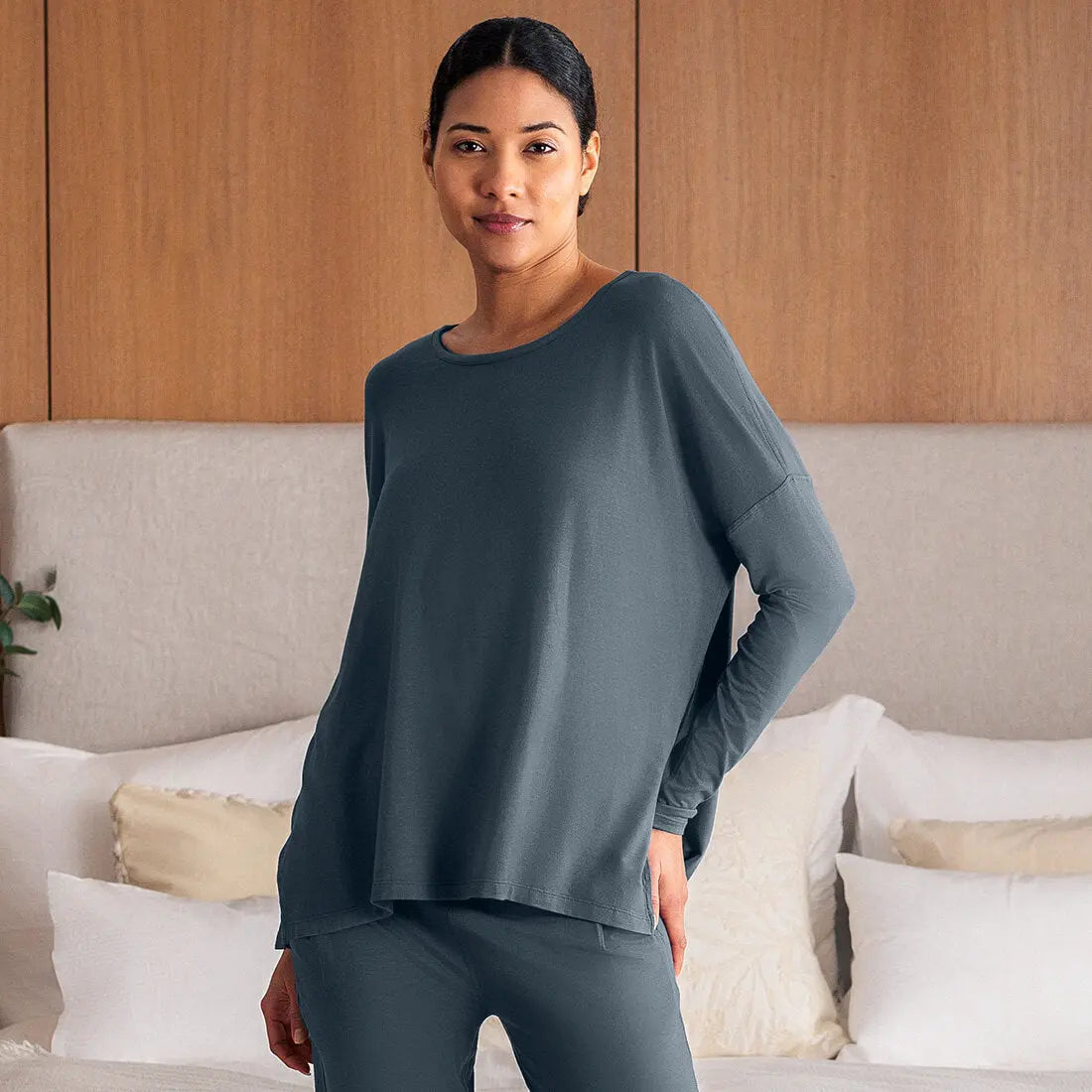 Dagsmejan Women's Balance Long Sleeve Pajama Top - Deep grey - image 2