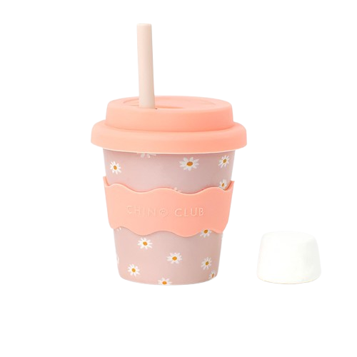 Pink Daisy Babychino Cup 4oz (Straws Sold Separately) Chino Club UK