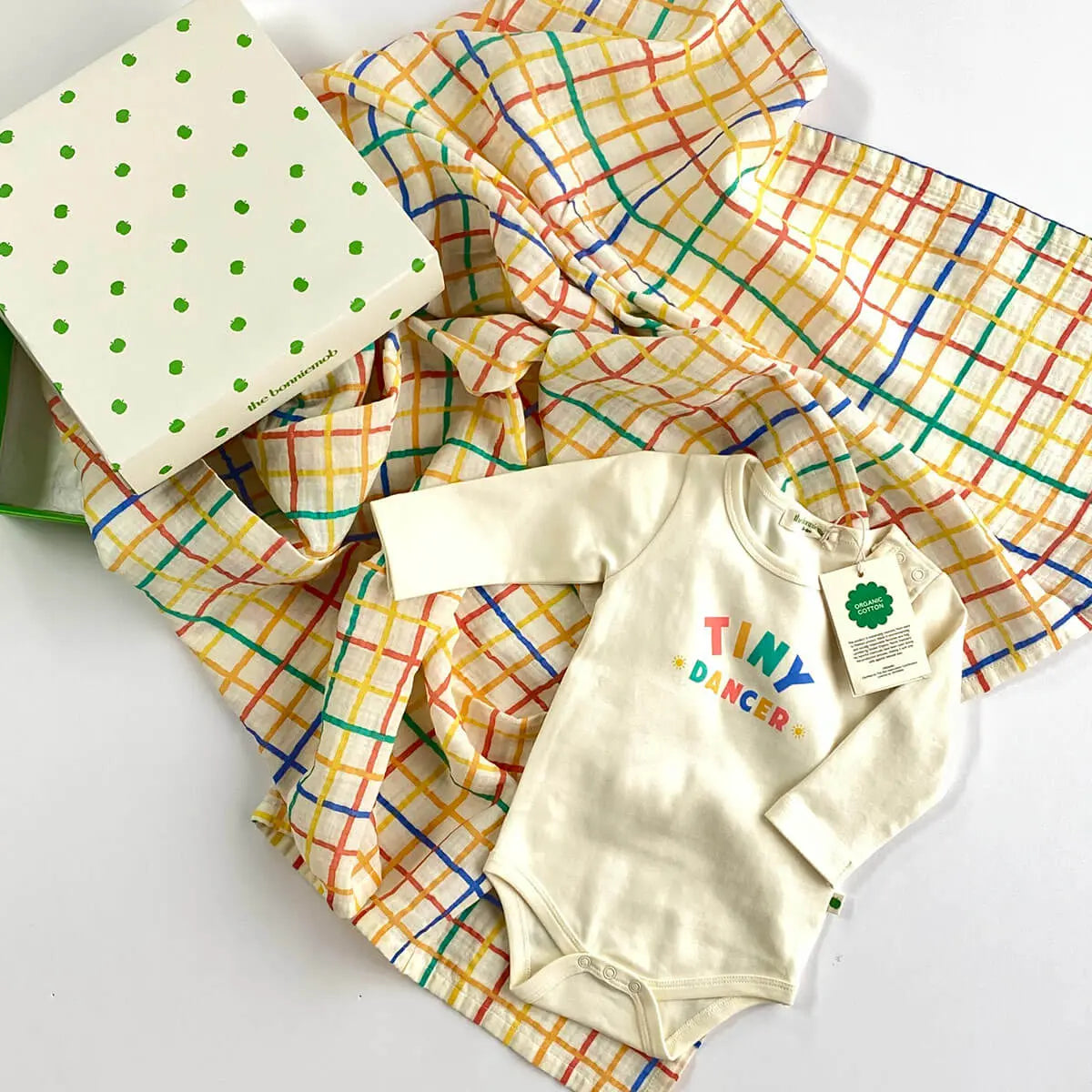 Dancer & Ditto Set - Baby Bodysuit & Muslin Swaddle Blanket in Gift Box The bonniemob