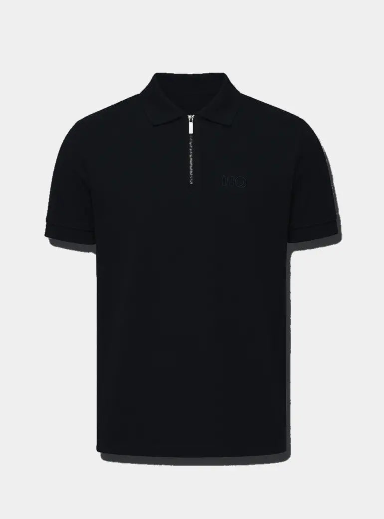 Danvers Zip Knit Polo Black Duck and Cover
