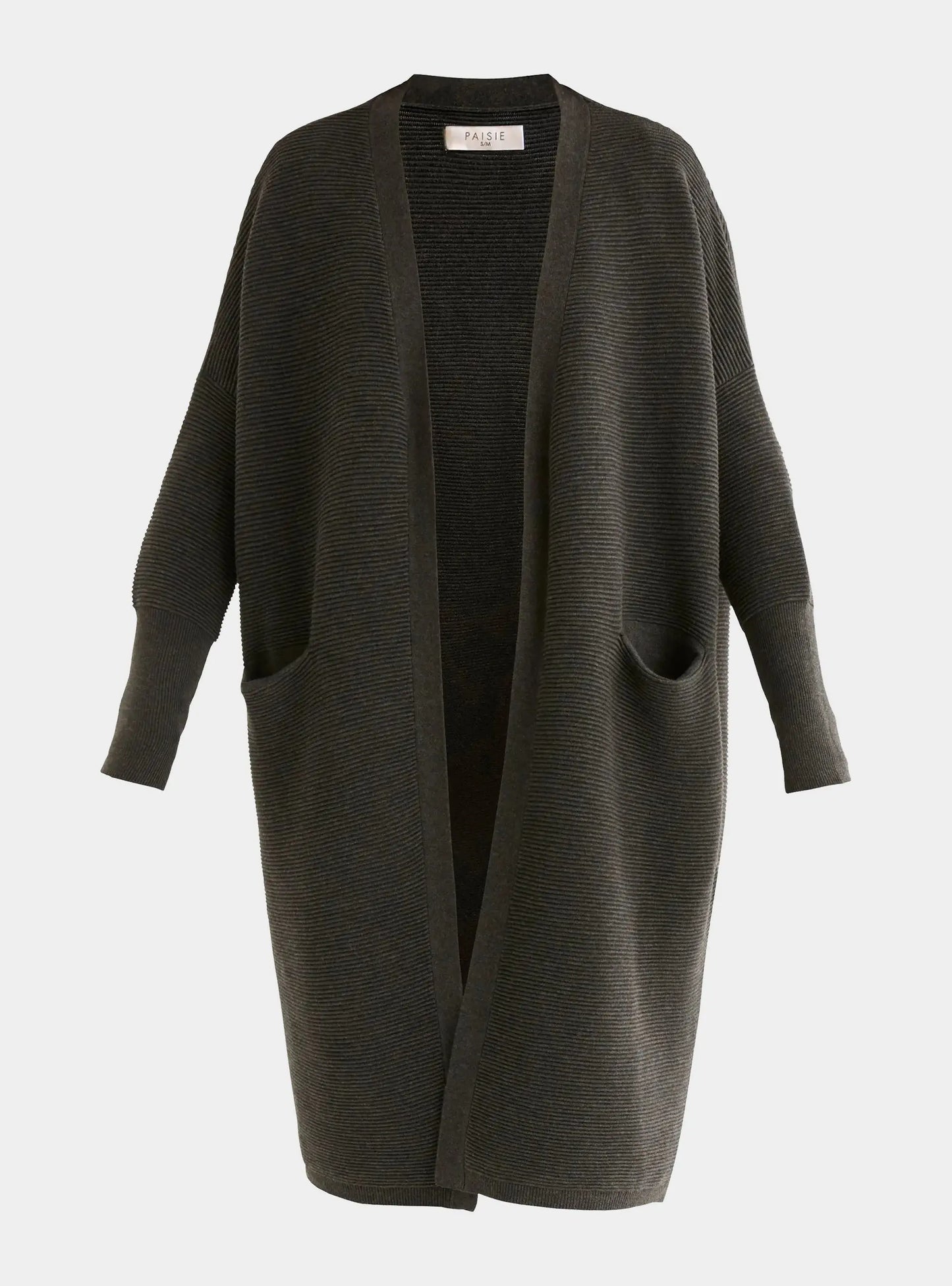 Dark Grey Paisie Long Ribbed Cardigan Paisie