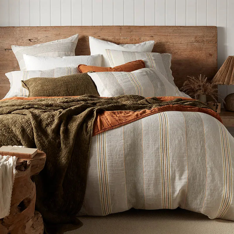 Dark Olive Clover 100% Cotton Quilted Throw The Secret Linen Store