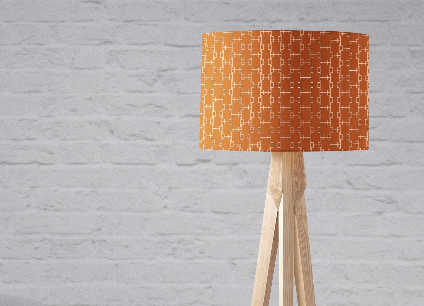 Dark Orange Lampshade with a White Geometric Design, Ceiling or Table Lamp Shade Shadow bright