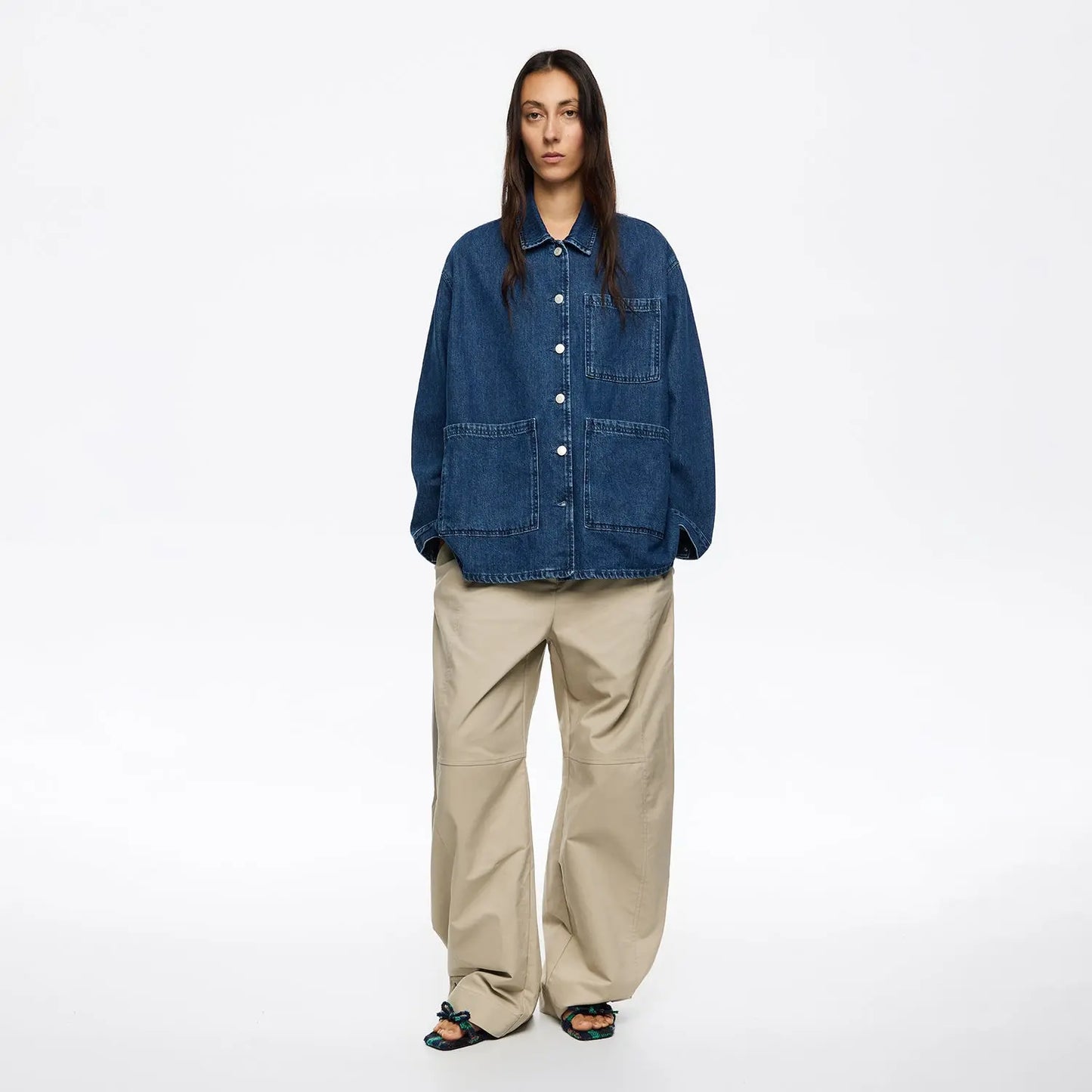 Dark blue denim straight cut jacket Bimba y Lola UK