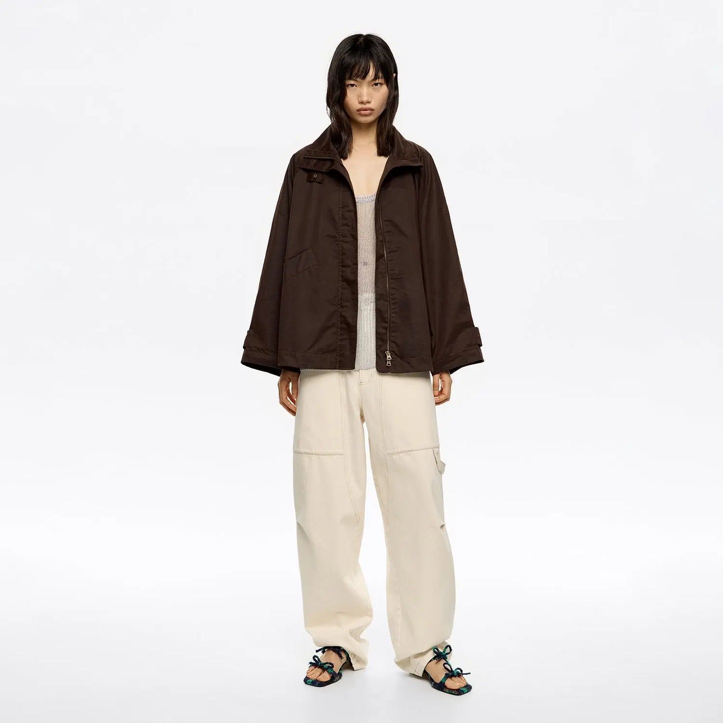 Dark brown coated A-line trench Bimba y Lola UK