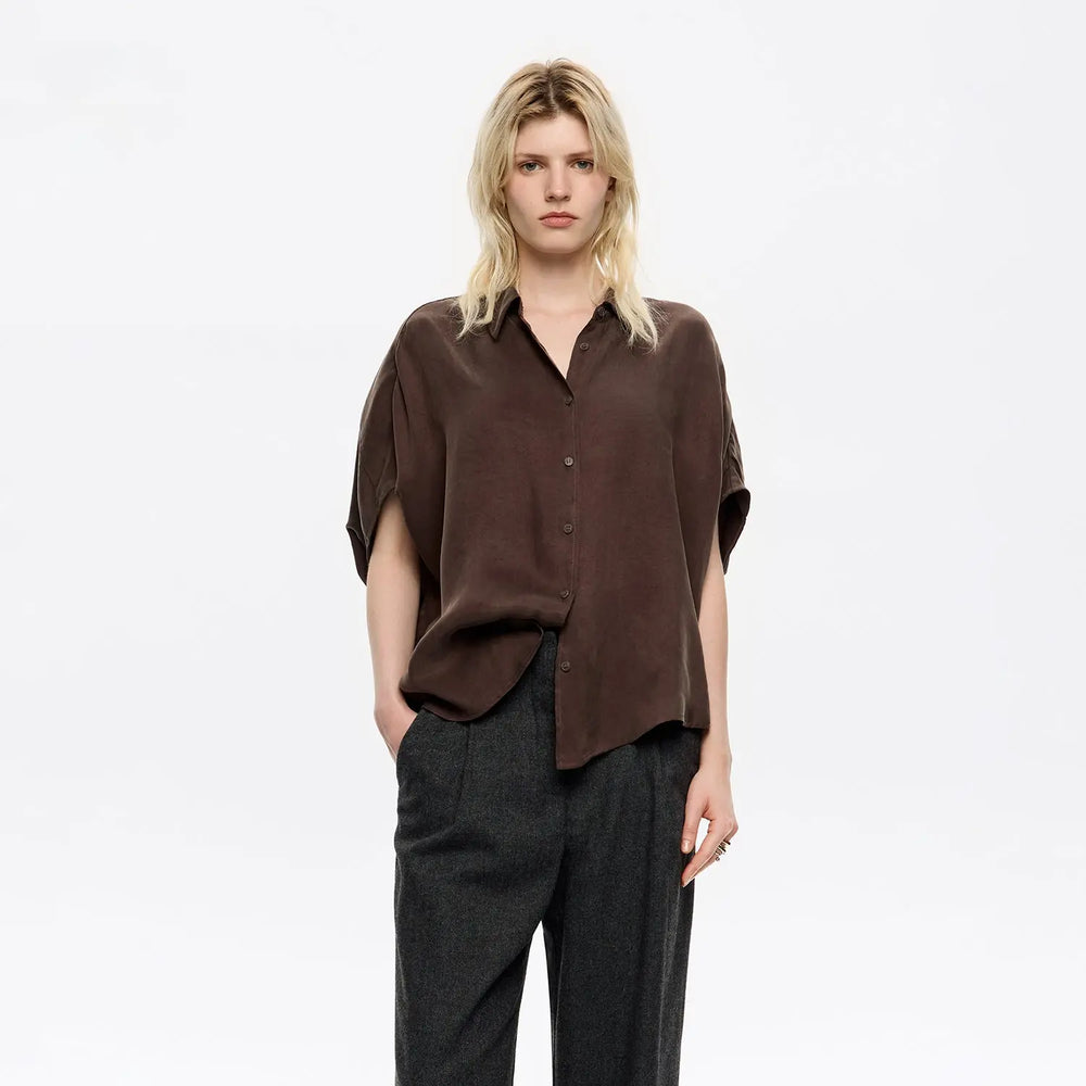 Dark brown fluid cape shirt Bimba y Lola UK