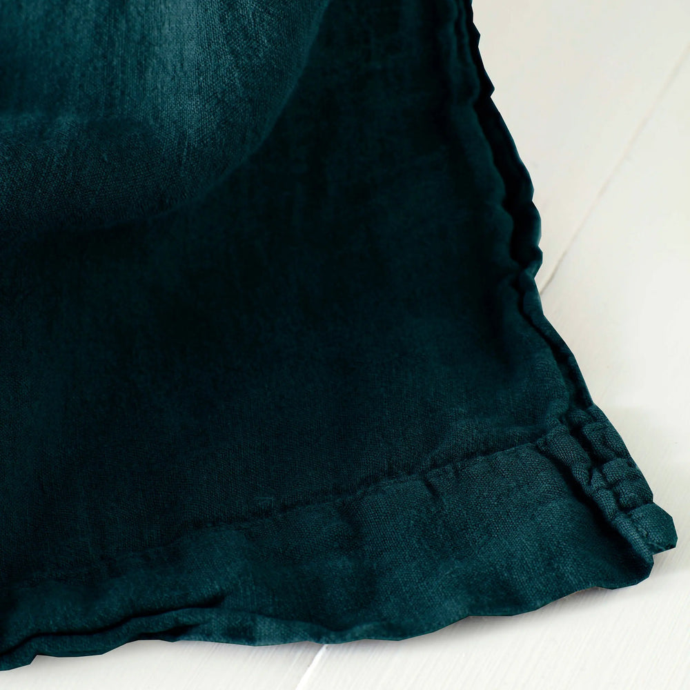 Darkest Spruce 100% Linen Loop Top Curtain (Single) The Secret Linen Store