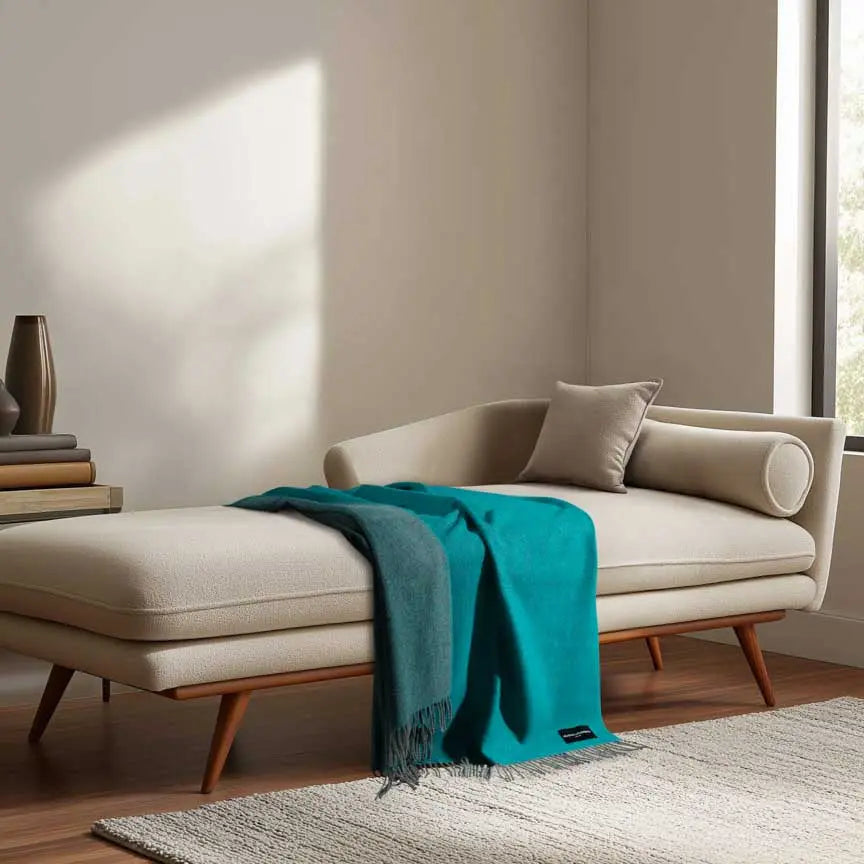 Daydreams - Merino Lambswool Throw - Deep Sea Green Heating & Plumbing London