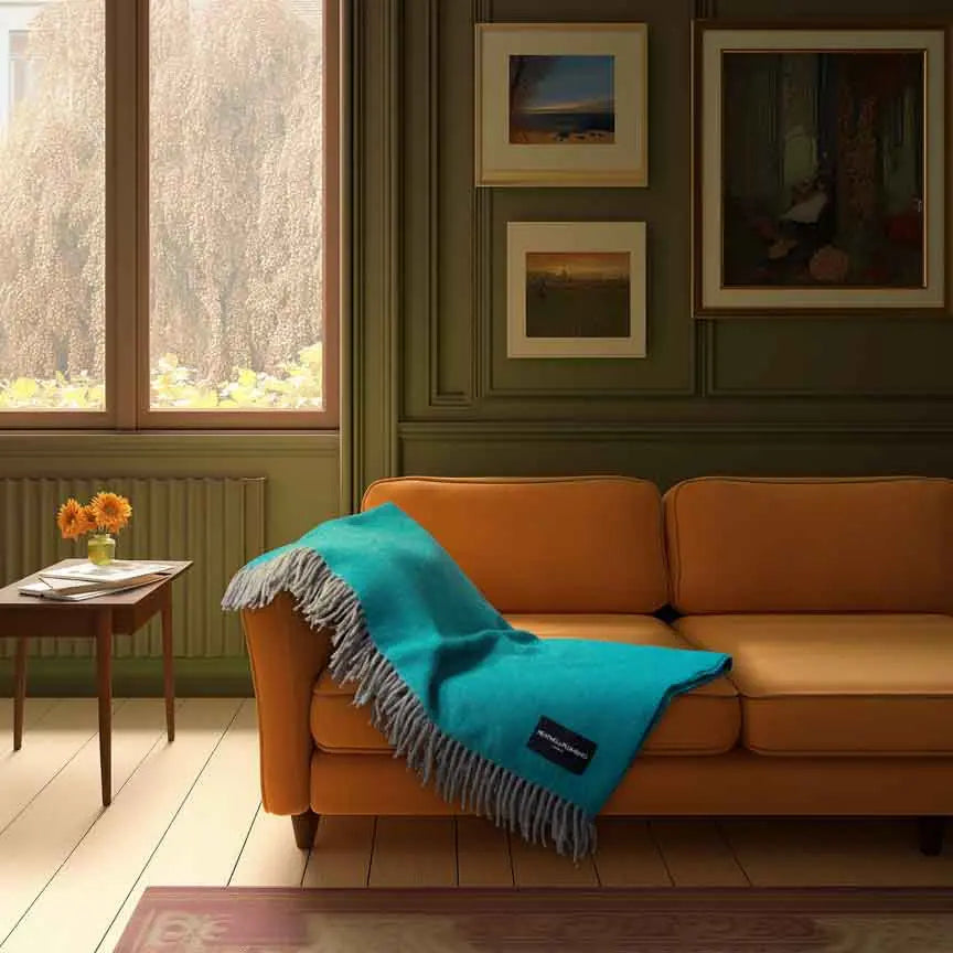 Daydreams - Merino Lambswool Throw - Deep Sea Green Heating & Plumbing London
