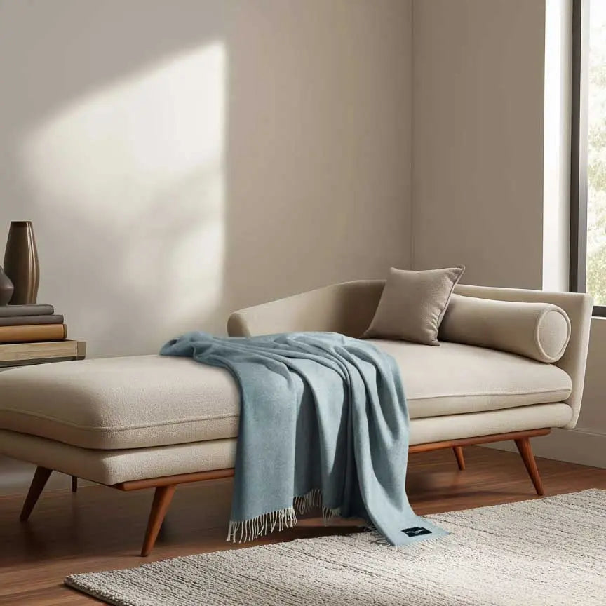Daydreams - Merino Lambswool Throw - Light Blue Heating & Plumbing London
