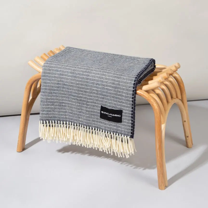 Daydreams - Merino Lambswool Throw - Navy Heating & Plumbing London