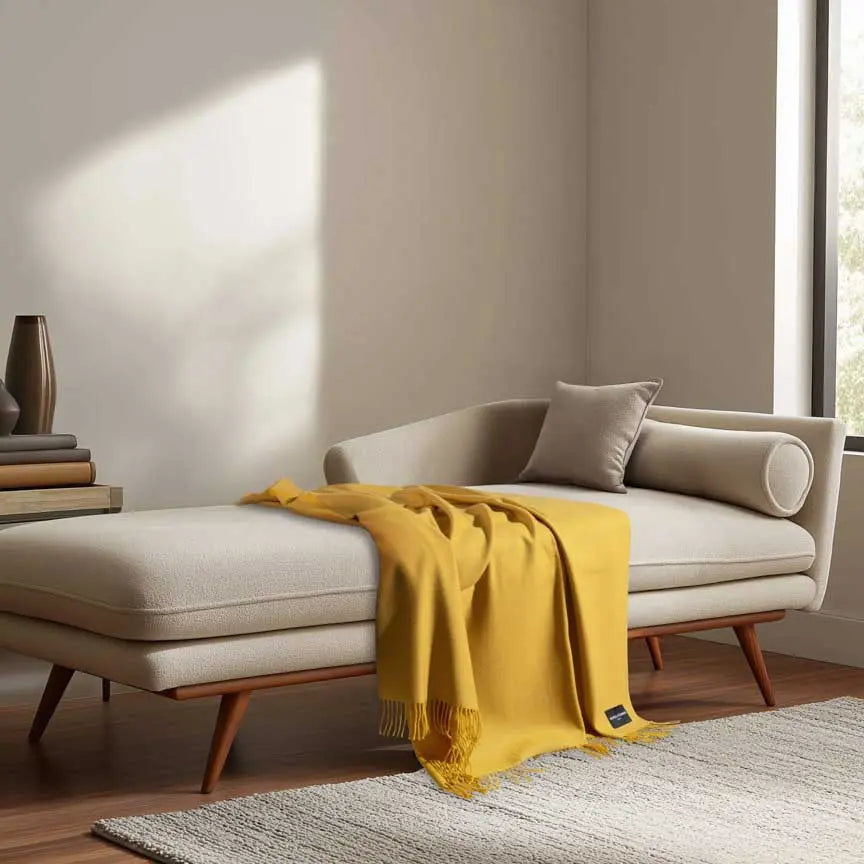 Daydreams - Merino Lambswool Throw - Sunflower Yellow Heating & Plumbing London