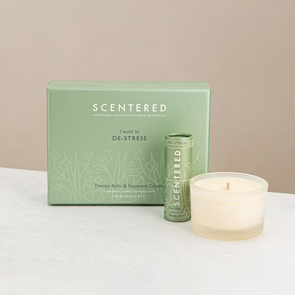 De-stress Balm And Candle Set Scentered