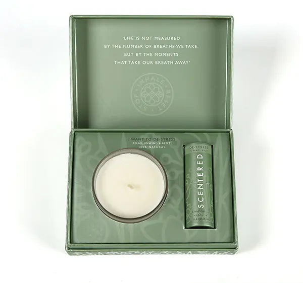 De-stress Balm And Candle Set Scentered