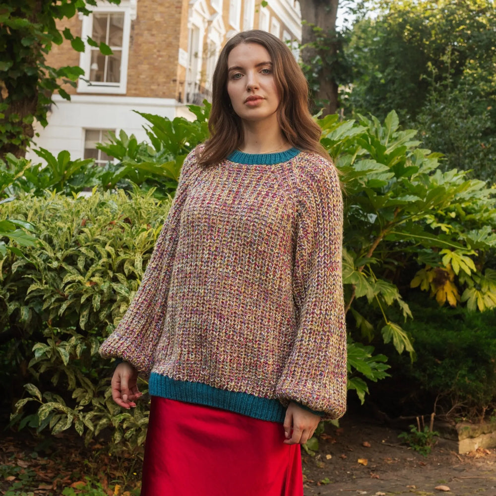 Debbie Recycled Cotton Blend Oversized Balloon Sleeve Jumper - Teal Cara & The Sky