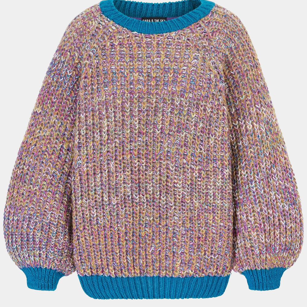 Debbie Recycled Cotton Blend Oversized Balloon Sleeve Jumper - Teal Cara & The Sky