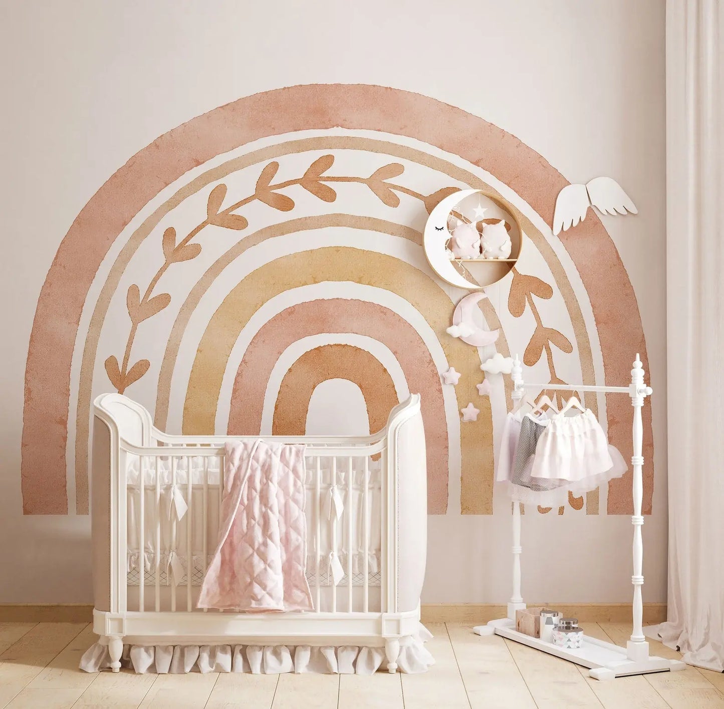 Decal Rainbow Decal Sweet Neutral Boho - No Background Rainbow Decal - Self Adhesive Decals Peel and Stick Removable Stickers - Nursery ClickWalls