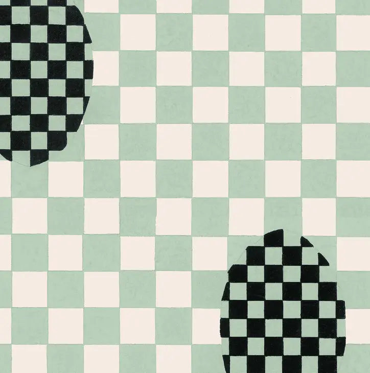 Deco Checkers - In Seafoam Bliss - Wallpaper -  Micaela Sharp Collaboration Print Sisters